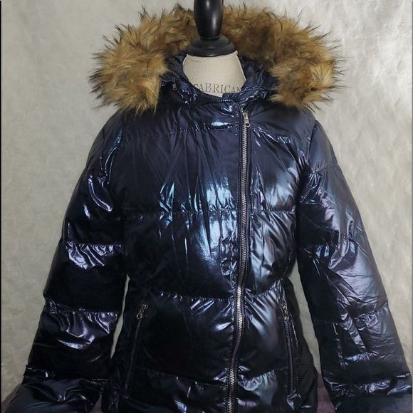 NEW WOMENS CHERFLY METALLIC BLUE PUFFER WINTER JACKET SIZE MEDIUM - Picture 2 of 6